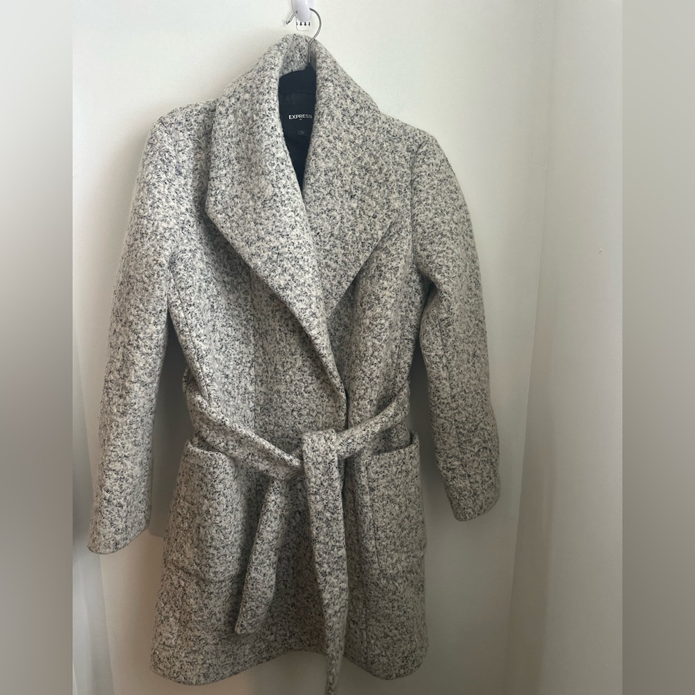 Express Women's Textured Gray Trench Coat